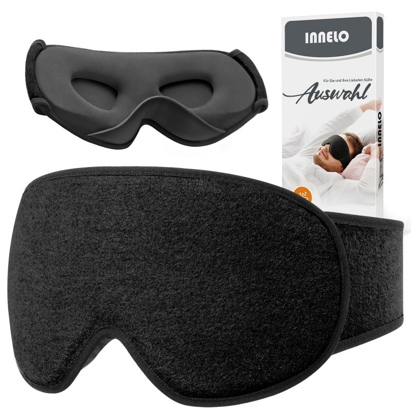 INNELO Sleep Eye Mask, Ultra Soft Breathable Sleeping Eye Mask with Adjustable Strap, Comfortable Wearing, for Men,Women and Kids, for Travel, Nap Sleeping, Shift Work, Black